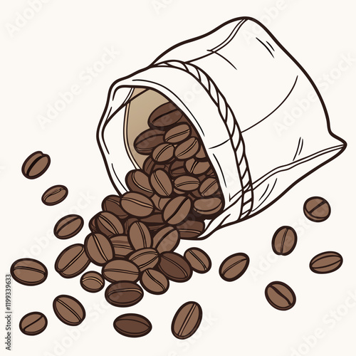 bag of coffee beans spilling over