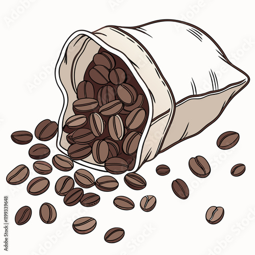 bag of coffee beans spilling over