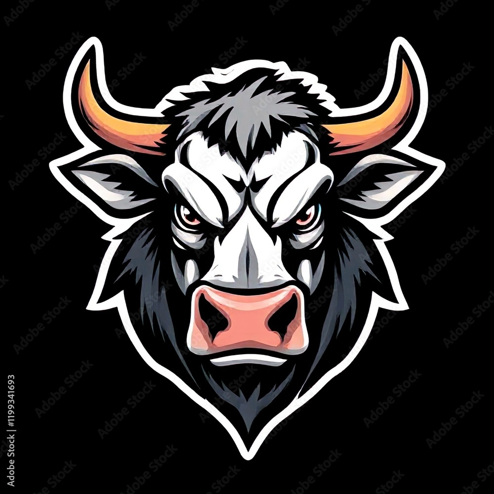 Obraz premium Head cow as a logo gaming gamer team e sport , isolated on background