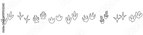 Dinosaur Track vector icon set. Dinosaur Footprints illustration sign collection. trace symbol or logo.