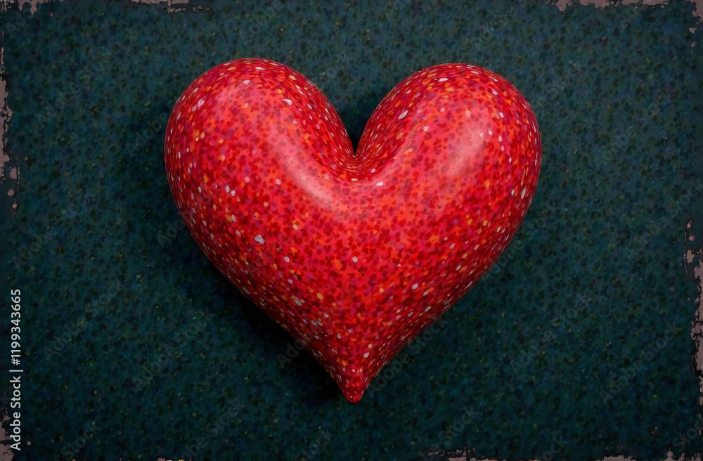 Fototapeta premium Red hearts, grunge style. Valentine's Day concept.