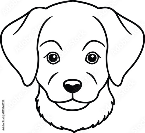 Cute animal puppy head line art vector artwork illustration  photo