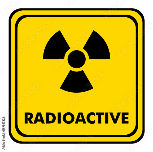 radioactive sign on yellow board. illustration of radioactive.