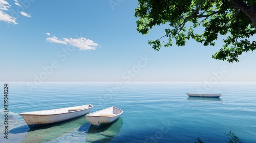 Peaceful Seascape with Boats