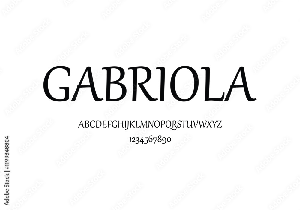 Fototapeta premium Gabriola font for logo and headline. Isolated vector typeset