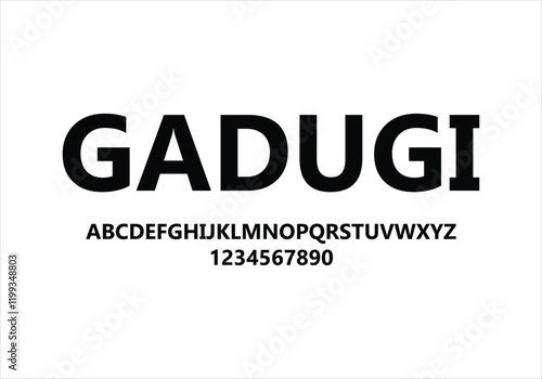 Gadugi font for logo and headline. Isolated vector typeset