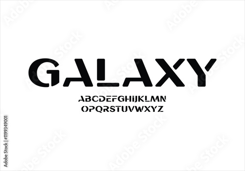 Galaxy font for logo and headline. Isolated vector typeset