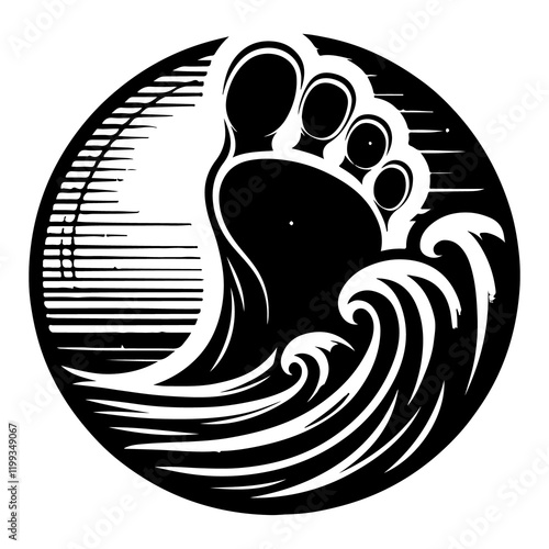 Vector silhouette of foot. Symbol of step photo