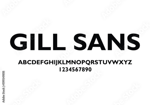 Gill Sans font for logo and headline. Isolated vector typeset