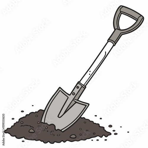 garden spade with soil on the blade