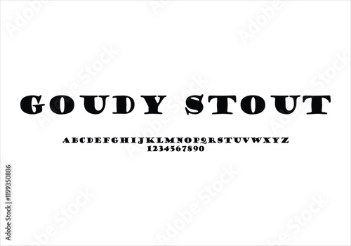 Goudy Stout font for logo and headline. Isolated vector typeset