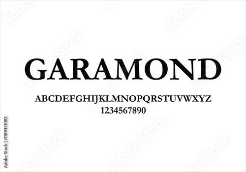 Garamond font for logo and headline. Isolated vector typeset