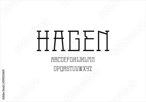Hagen font for logo and headline. Isolated vector typeset
