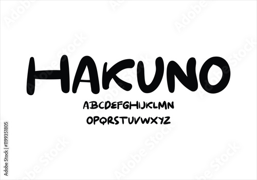 Hakuno font for logo and headline. Isolated vector typeset