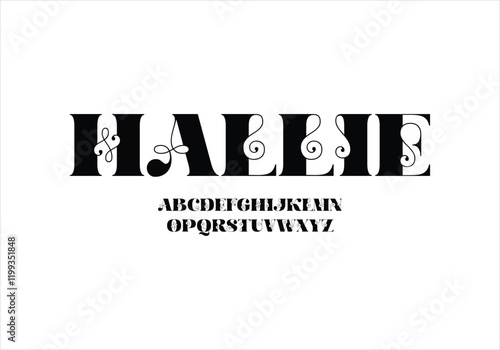 Hallie font for logo and headline. Isolated vector typeset