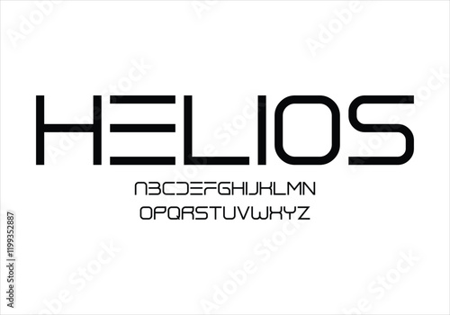 Helios font for logo and headline. Isolated vector typeset