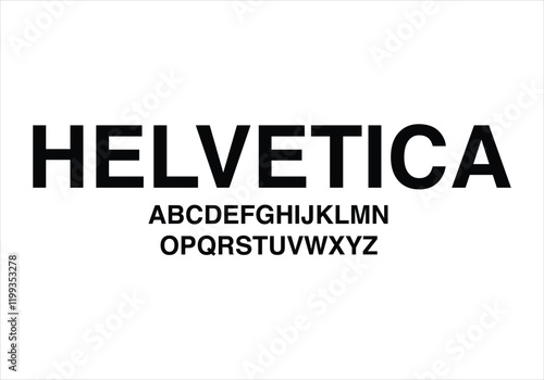 Helvetica font for logo and headline. Isolated vector typeset