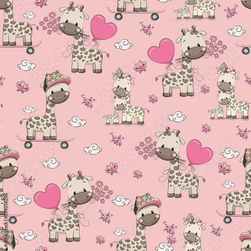 seamless pattern with cute animals cute cartoon baby