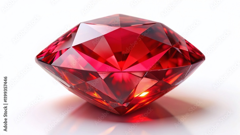 Vibrant Red Sapphire Gemstone Isolated on White Background Vibrant Red Sapphire Gemstone Isolated on White Background