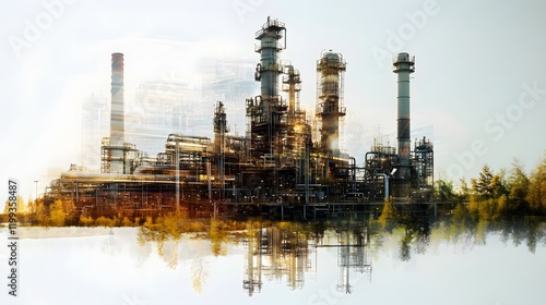 Wallpaper Mural Industrial Refinery Complex Reflected In Water Torontodigital.ca