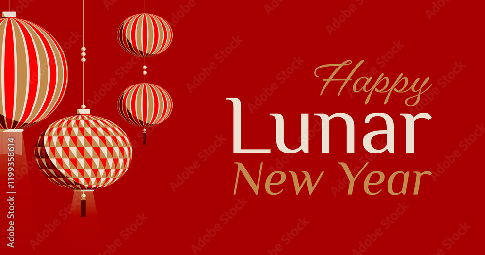 Naklejka premium Lanternes traditionnelles suspendues pour le Nouvel An Lunaire Chinois