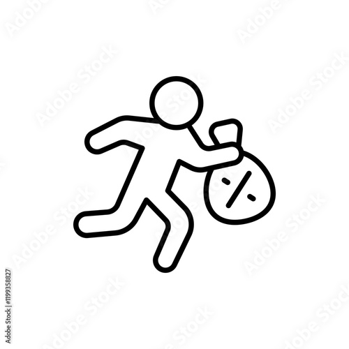 Tax evasion outline icons, minimalist vector illustration ,simple transparent graphic element .Isolated on white background