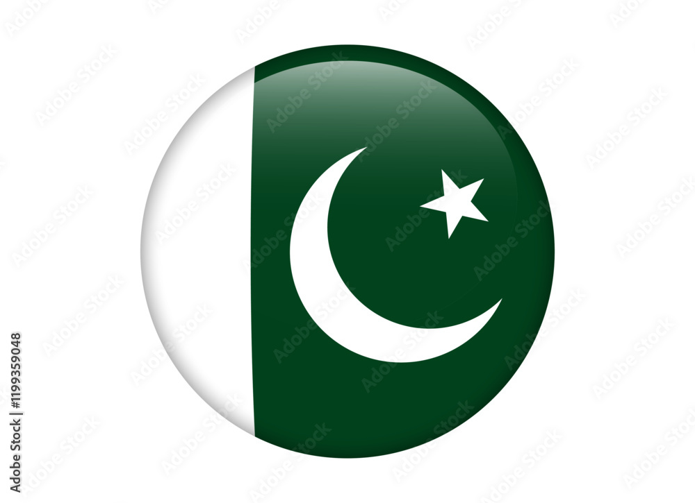 Pakistan Flag icon, Round flag icon design, vector illustration isolated on white background Pakistan Flag icon, Round flag icon design, vector illustration isolated on white background