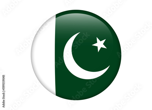 Pakistan Flag icon, Round flag icon design, vector illustration isolated on white background