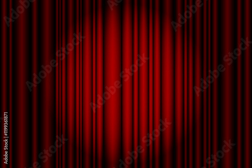 Red velvet curtain on stage. Closed curtain in circus, theater or cinema. Background with spotlight. Vector illustration