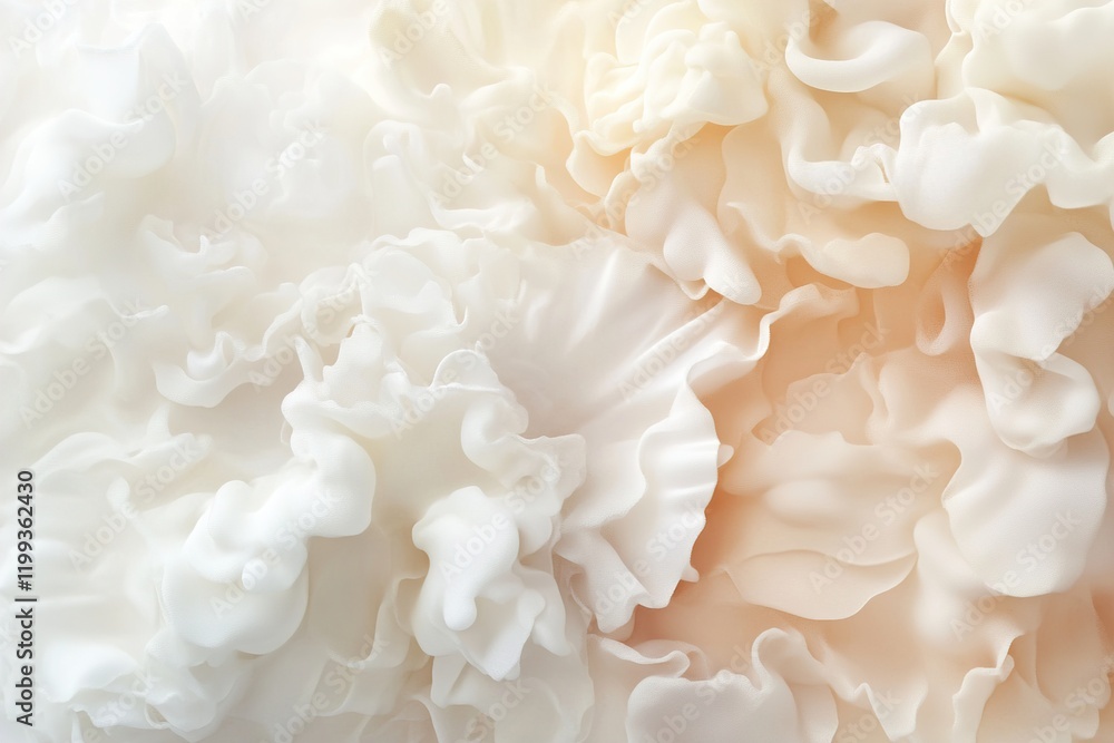 A serene composition features cloud-like textures in soft shades of white, cream, and beige. Gentle gradients blend harmoniously, evoking a dreamy and tranquil ambiance perfect for text overlays