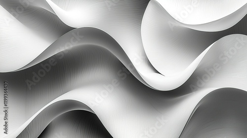 Abstract white waves flowing, dynamic gray background, design element.