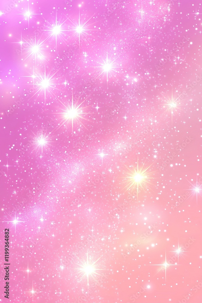 A soft and enchanting background features a glittery pink starry sky filled with glowing stars, harmonizing with a smooth pastel gradient. Ideal for creating magical designs A soft and enchanting background features a glittery pink starry sky filled with glowing stars, harmonizing with a smooth pastel gradient. Ideal for creating magical designs