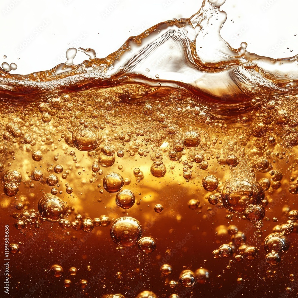 Close-Up View of Bubbles Rising in Dark Brown Liquid Creating a Stunning Textured Surface with Gleaming Highlights and Rich Color Variations for Beverage Photography Close-Up View of Bubbles Rising in Dark Brown Liquid Creating a Stunning Textured Surface with Gleaming Highlights and Rich Color Variations for Beverage Photography
