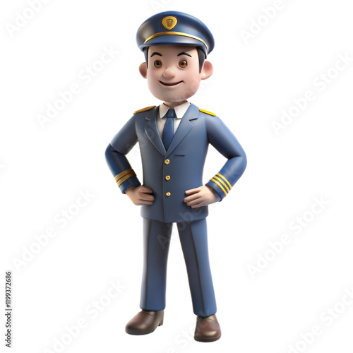Smiling 3D Cartoon Captain
