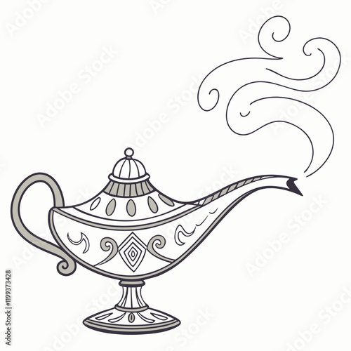 ornate teapot with steam escaping