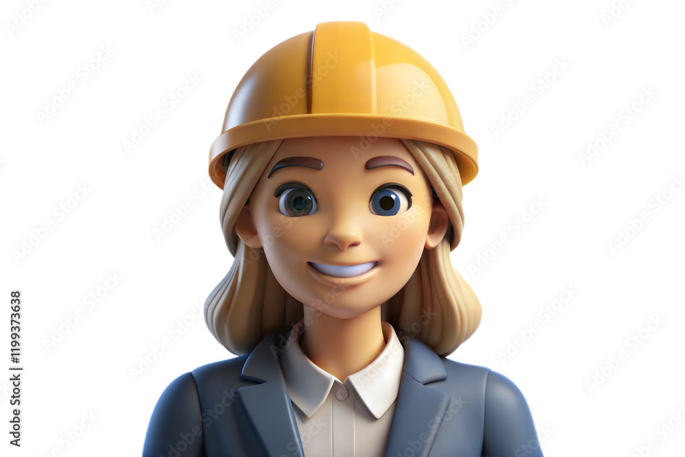 Smiling Female Engineer 3D Render Smiling Female Engineer 3D Render