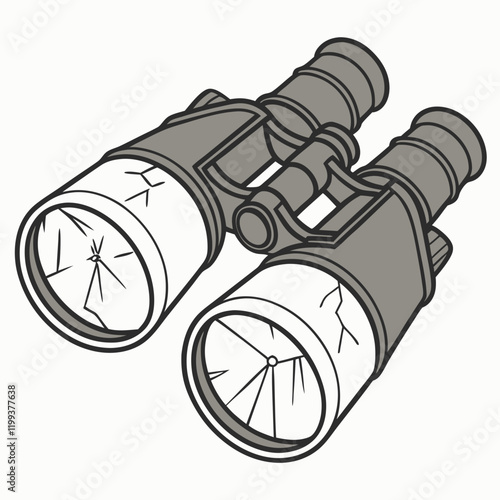 pair of binoculars with cracked lenses