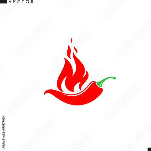 Hot chili pepper with fire vector