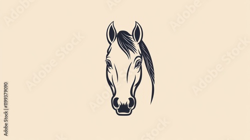 Elegant horse head portrait, equine art, minimalist background, logo design photo