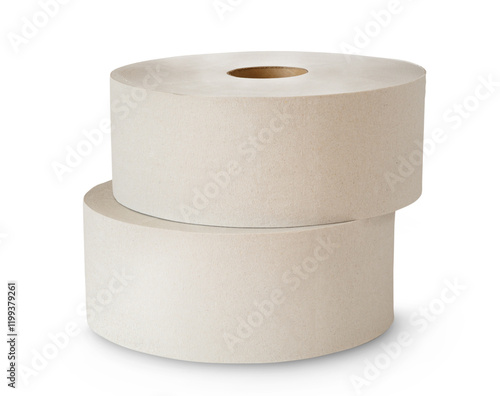 Two white toilet paper rolls photo