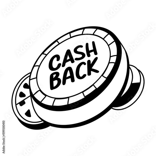 A glyph sticker of cashback money 