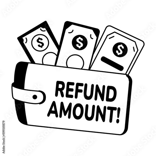 Refund amount in wallet, glyph style sticker 
