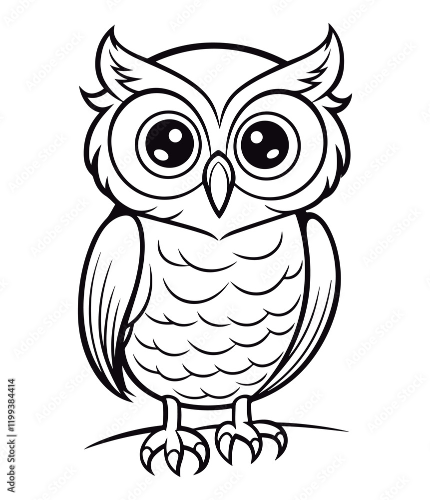 Fototapeta premium Coloring book for children baby Owl vector illustration isolated on a white background.