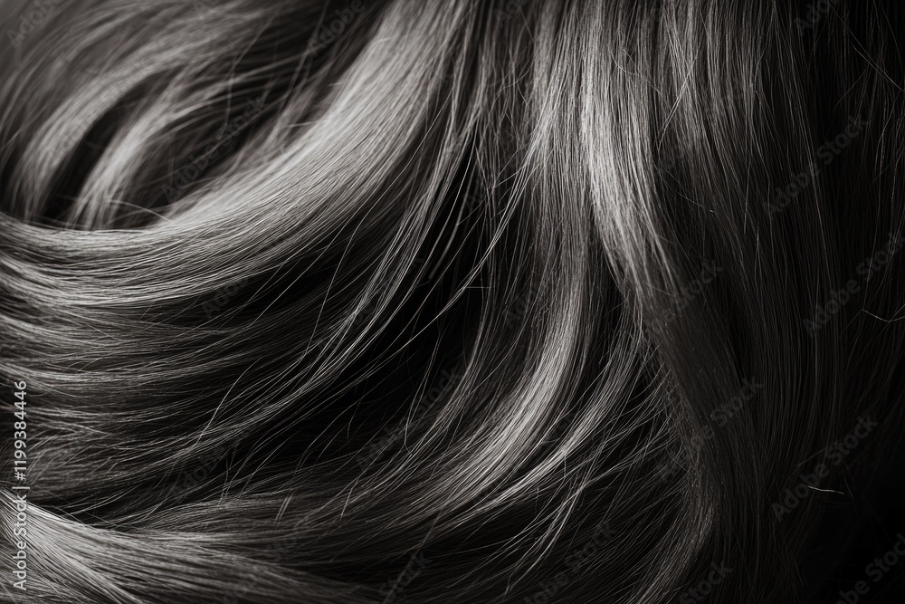 Naklejka premium Close-up image of fine, glossy blond hair with a texture that appears to be scaly. The photograph has a monochromatic tone and focuses on the intricate details.