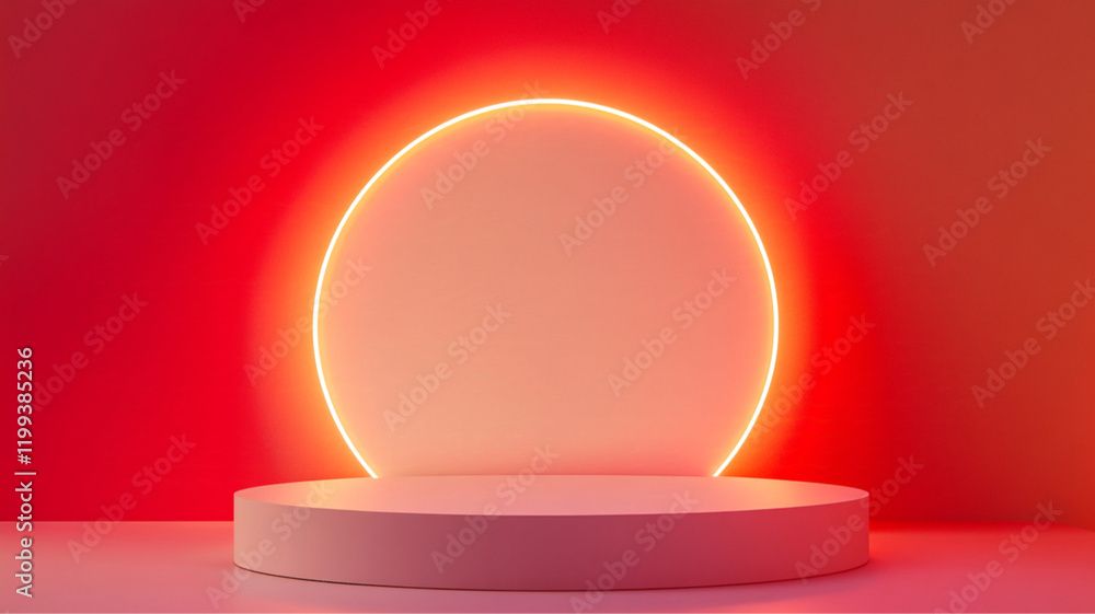 podium with neon gradient background podium with neon gradient background