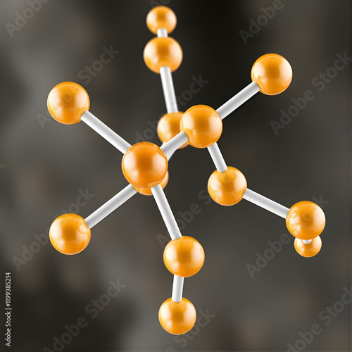 Fumonisin B1 mycotoxin molecule. Fungal toxin produced by some Fusarium molds, often present in corn and other cereals. 3D rendering. Atoms are represented as spheres with conventional color coding. photo