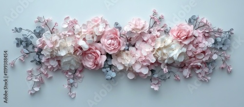 Wallpaper Mural Soft pink and white floral arrangement with delicate blossoms on pale background featuring space for text and visual appeal for elegant branding. Torontodigital.ca