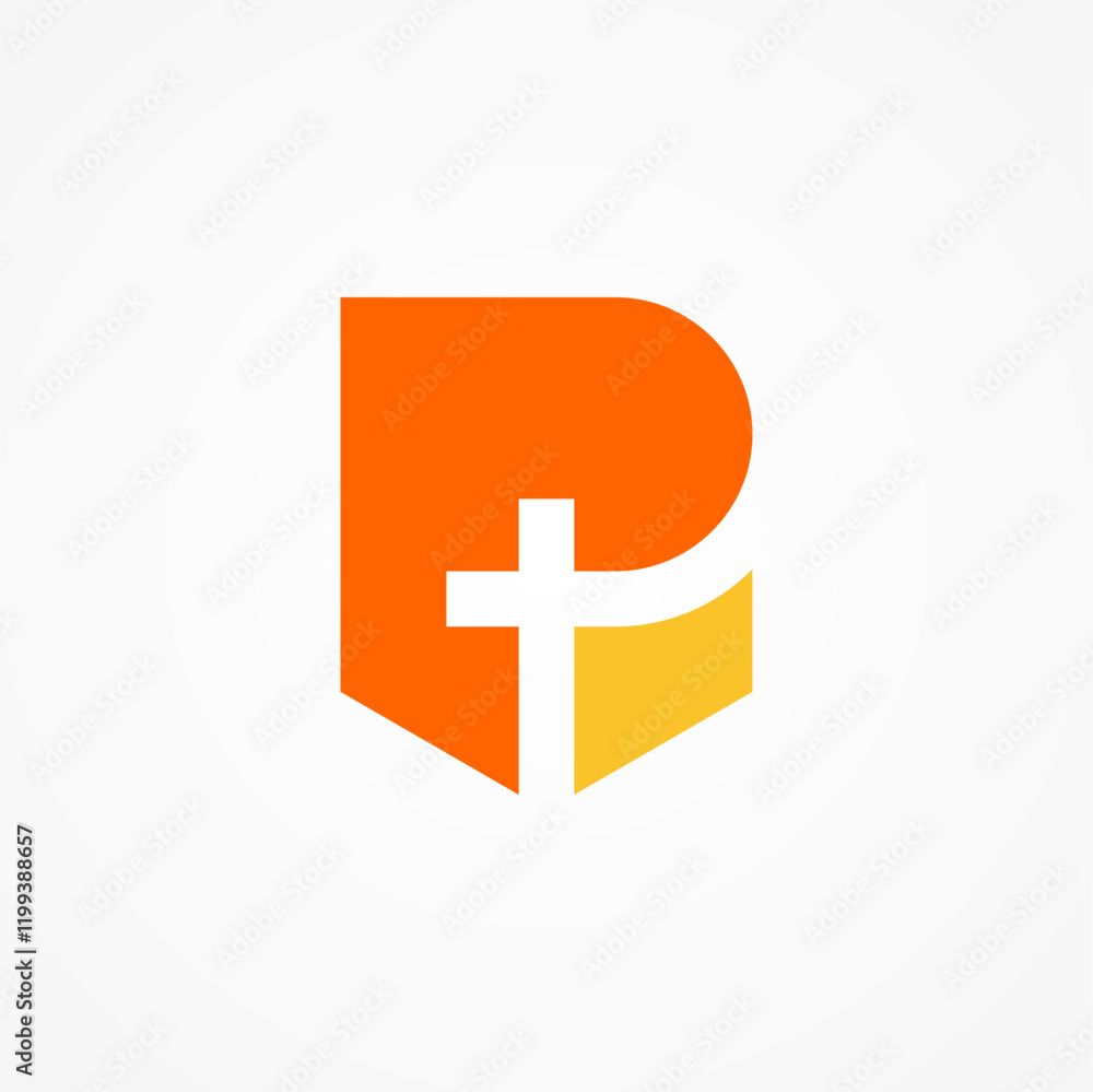 Fototapeta premium Letter P with church logo design