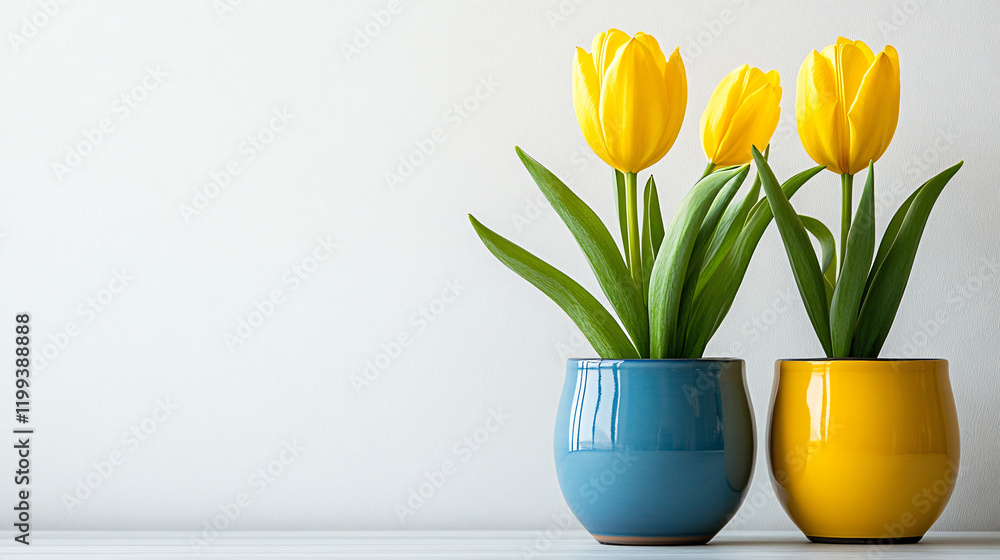 Isolated Tulip in colorful pot Isolated Tulip in colorful pot