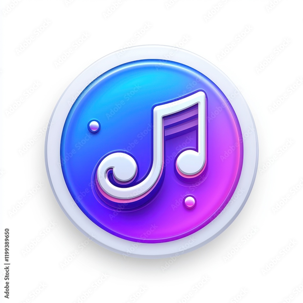 Vibrant 3D Music Note Icon Glossy Colorful App Design Element Vibrant 3D Music Note Icon Glossy Colorful App Design Element